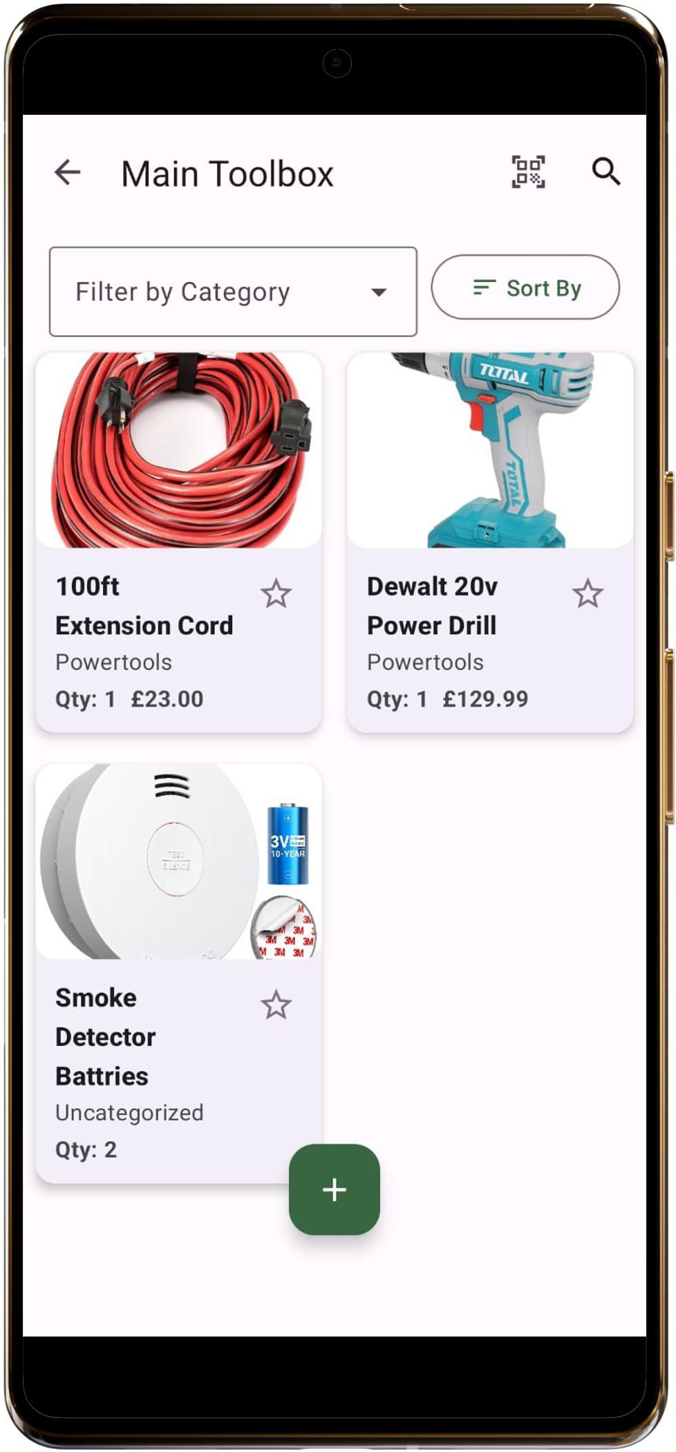 App screenshot showing the main locations list