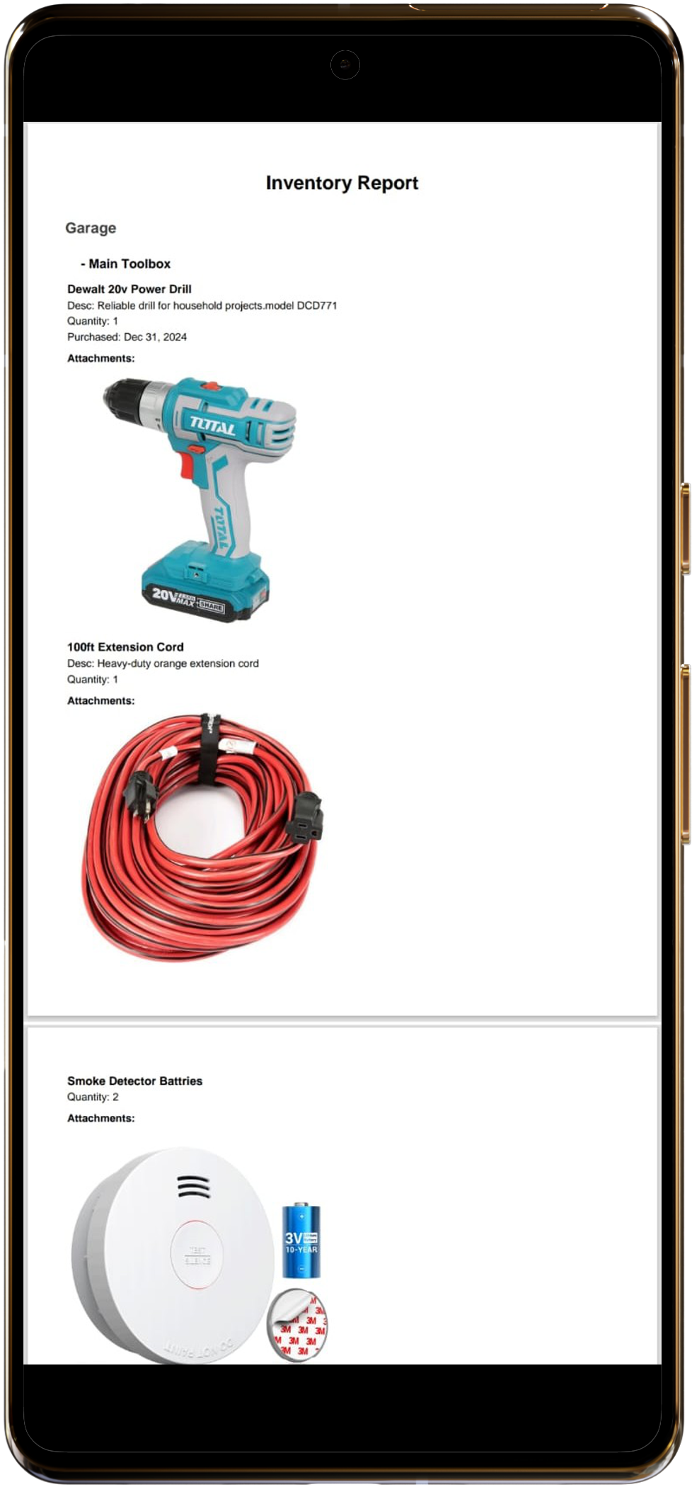 App screenshot of the item detail screen